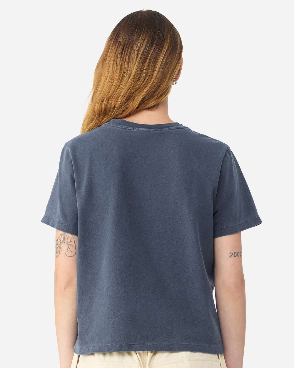 Washed Navy Women's Garment-Dyed Tee - 6110GD plain