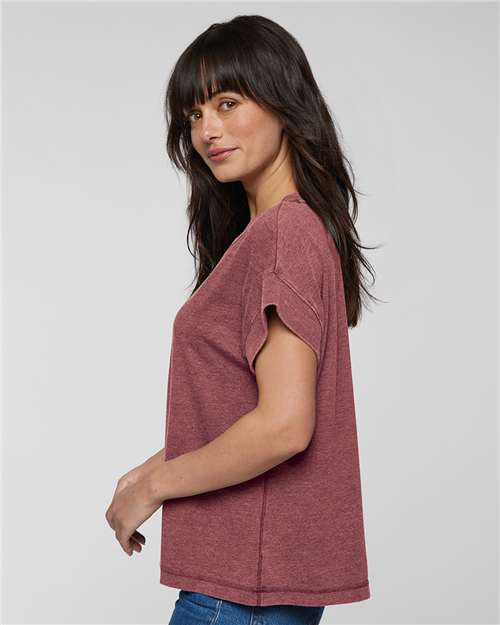 Washed Rouge Women&#39;s Relaxed Vintage Wash Tee - 3502