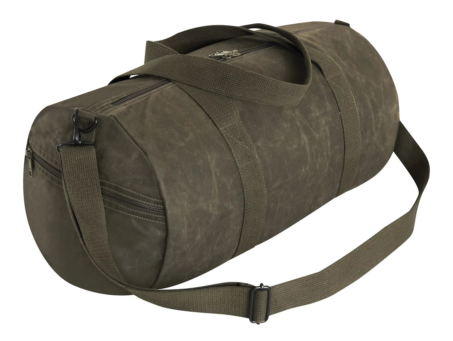 Waxed Canvas Shoulder Duffle Bag - 19 Inch - Olive Drab
