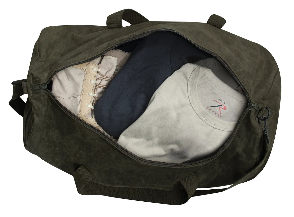 Waxed Canvas Shoulder Duffle Bag - 24 Inch