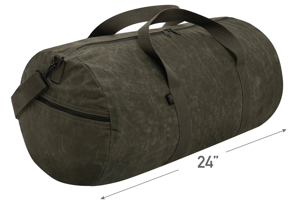 Waxed Canvas Shoulder Duffle Bag - 24 Inch