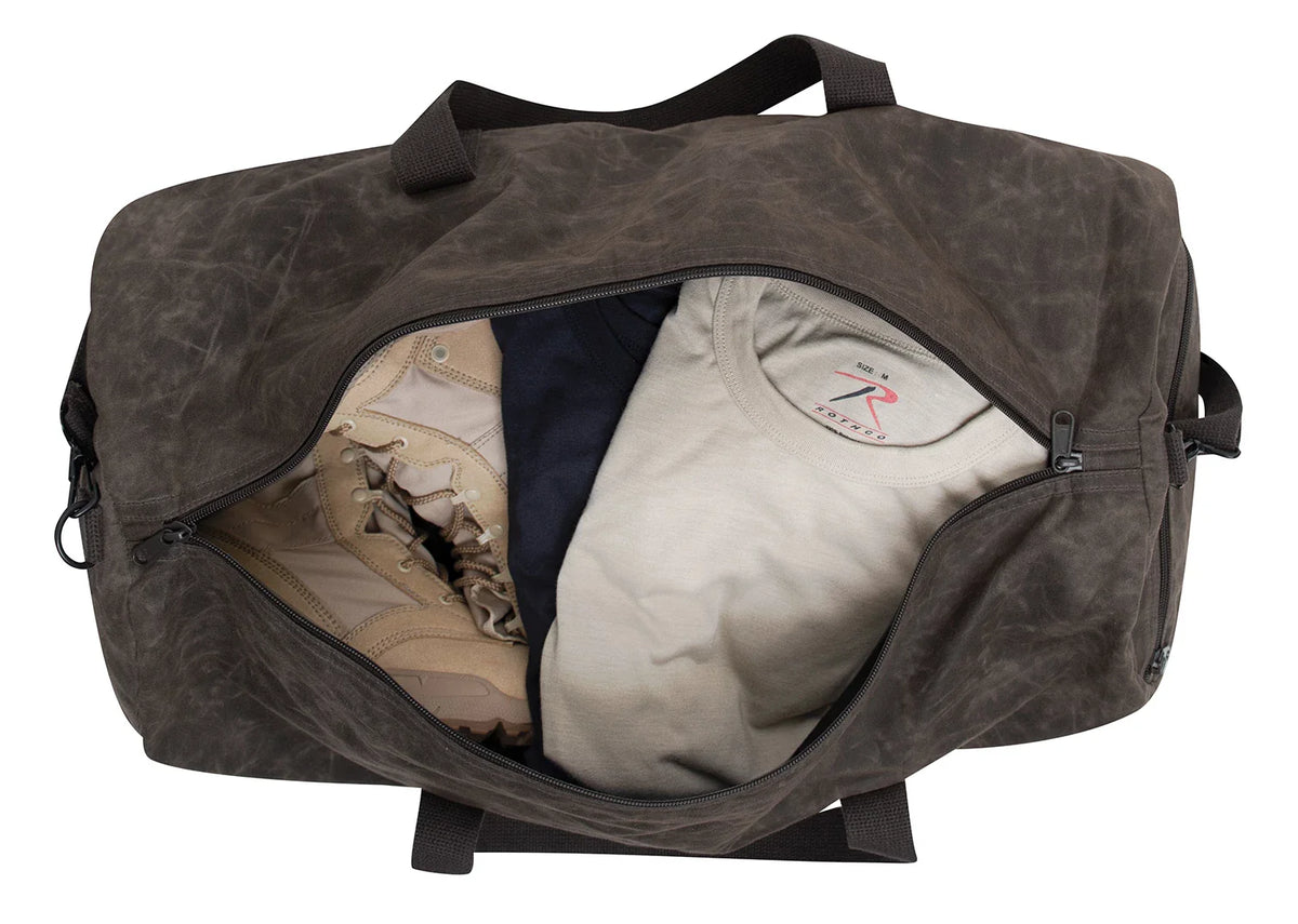 Waxed Canvas Shoulder Duffle Bag - 24 Inch