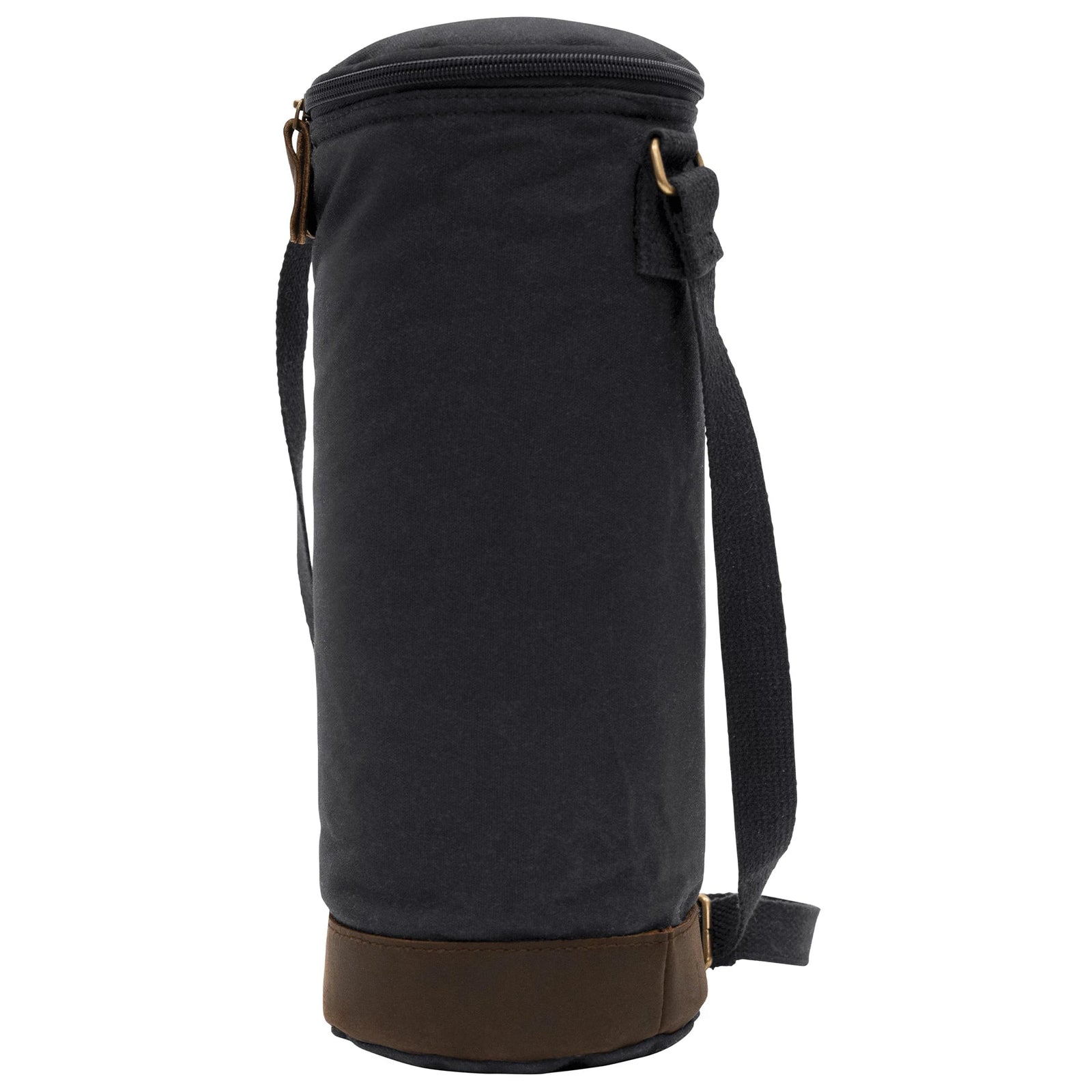 Waxed Canvas Wine Carrier Tote Bag - Black