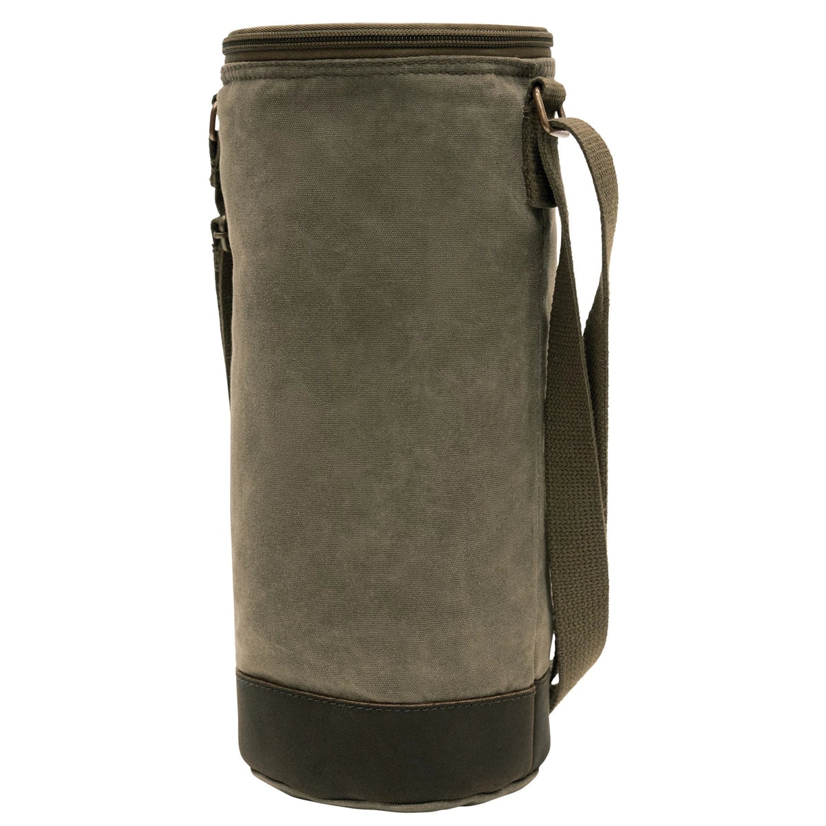 Waxed Canvas Wine Carrier Tote Bag - Olive Drab