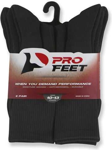 Wb Work Wear 5285/6 Performance Physical Crew (6 Pair Pkg) Socks - Black