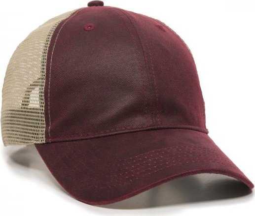 OC Sports WCV-100M Adjustable Mesh Back Weathered Look Cap - Red Khaki - HIT a Double - 1
