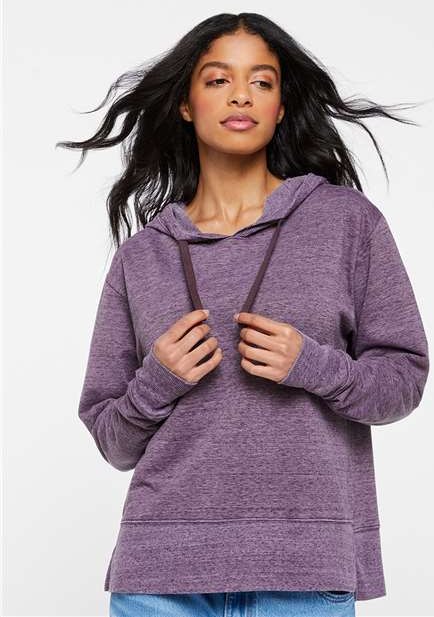 Front View of Weathered Plum Women's Vintage Wash Hoodie - 3536