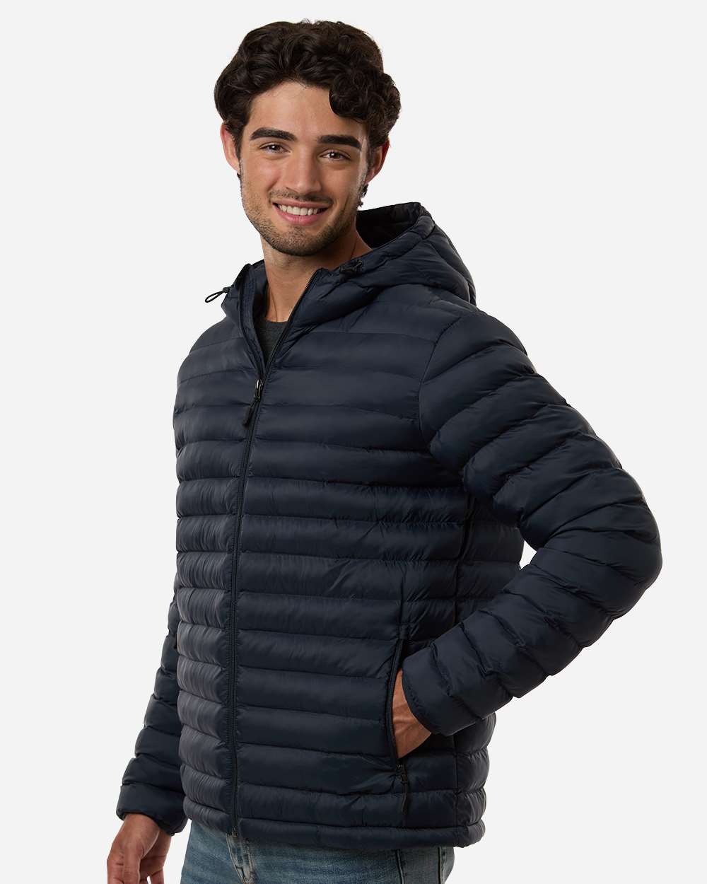 Weatherproof 26715 Men’s Lightweight Poly-filled Hooded Puffer Jacket - Stormy Night