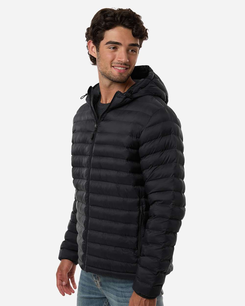 Weatherproof 26715 Men’s Lightweight Poly-filled Hooded Puffer Jacket - Black