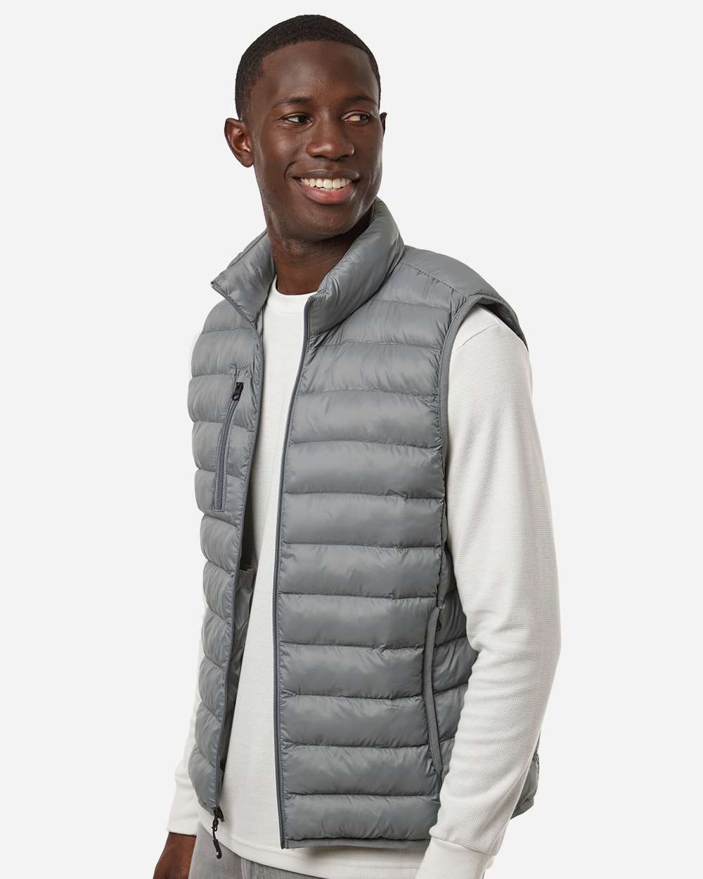 Weatherproof 26717 Men’s Lightweight Poly-filled Packable Vest - Chelsea Grey
