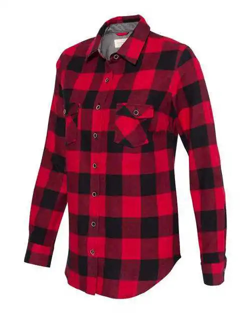 Weatherproof W164761 Women’s Vintage Brushed Flannel Long Sleeve Shirt - Crimson Black