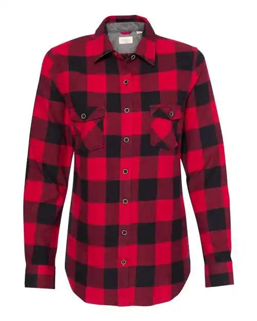Weatherproof W164761 Women’s Vintage Brushed Flannel Long Sleeve Shirt - Crimson Black