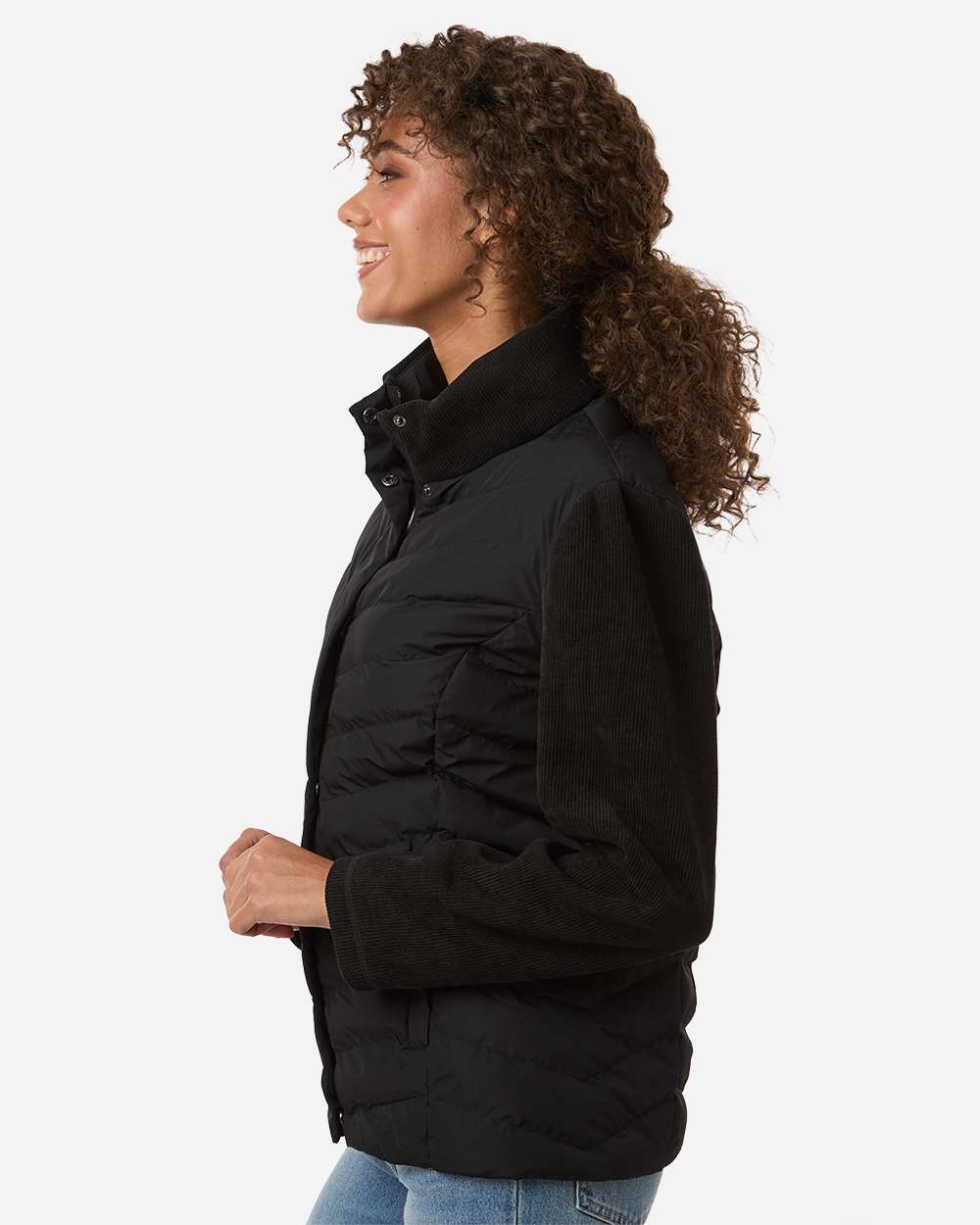 Weatherproof W26719 Women’s Mixed Media Chevron Jacket - Black
