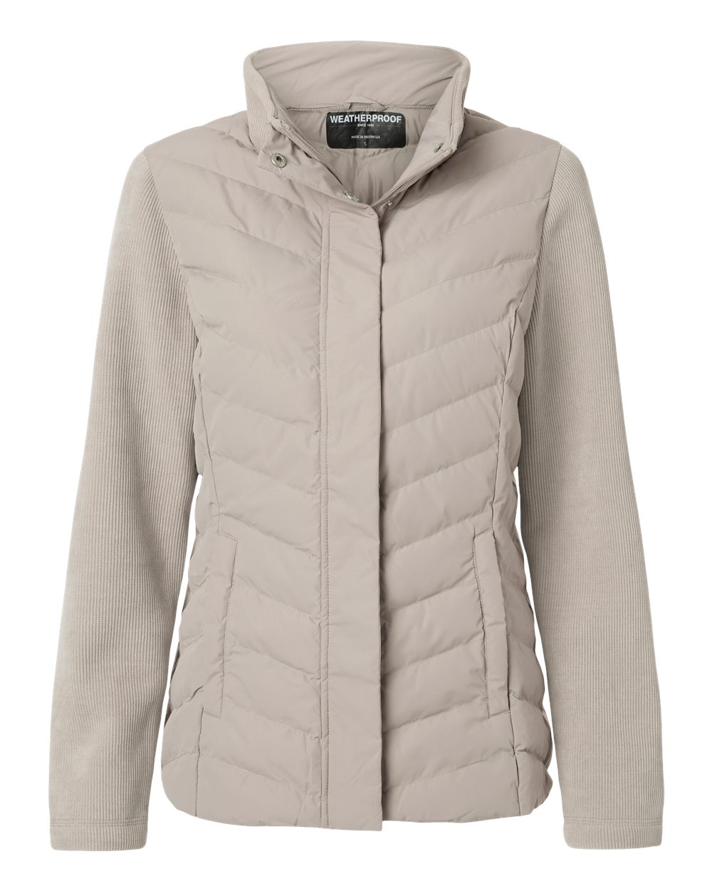 Weatherproof W26719 Women’s Mixed Media Chevron Jacket - Taupe