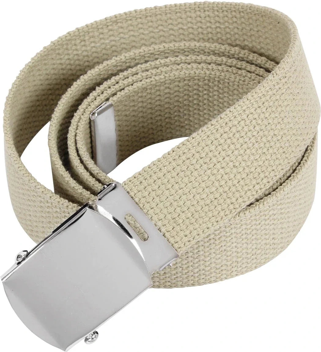 Web Belts - 44 Inches Long - Chrome / Khaki