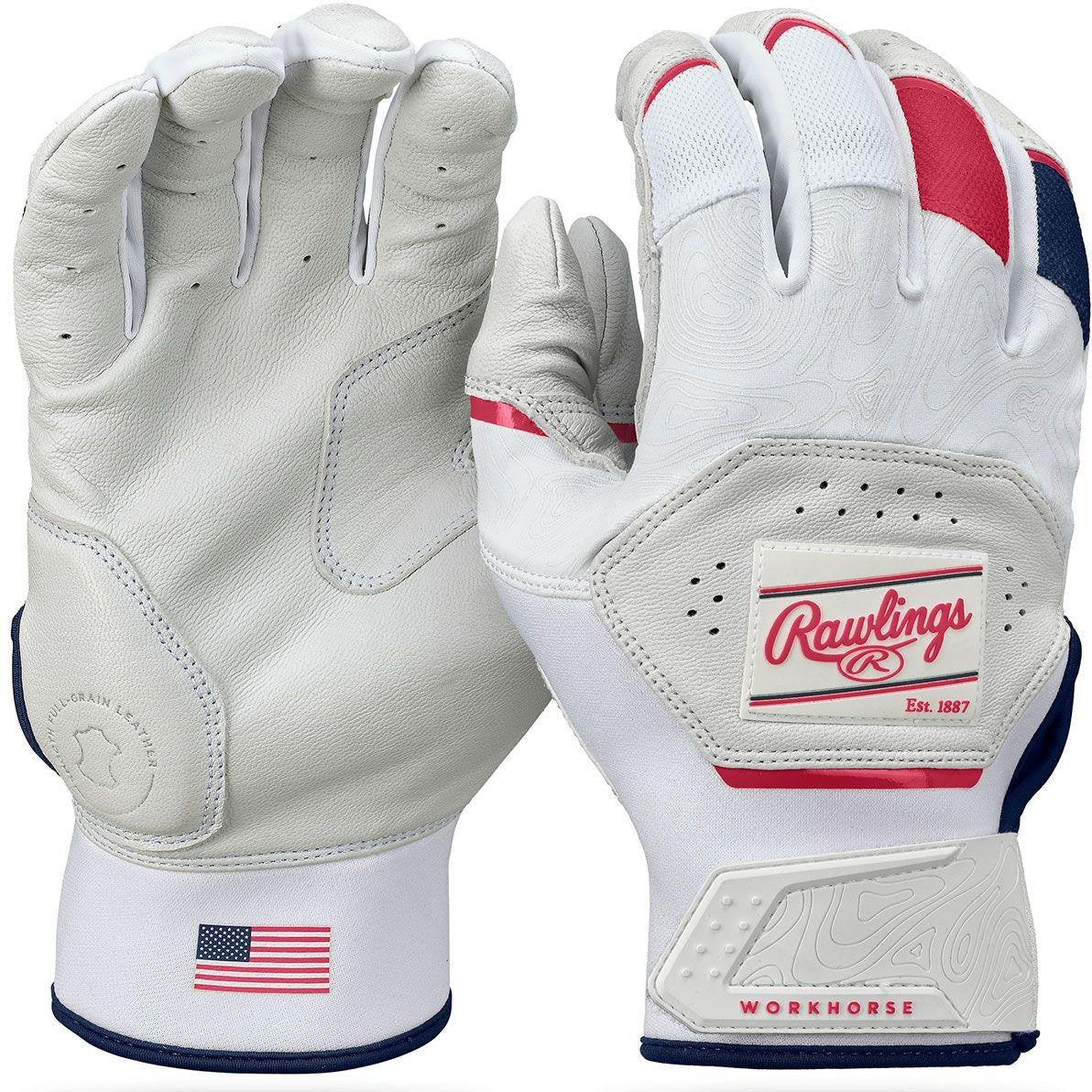 Rawlings Adult Workhorse Baseball Batting Gloves - USA