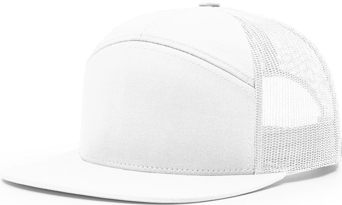 White 7 Panel Trucker