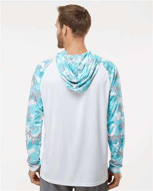 White/ Aqua Camo Tortuga Extreme Performance Hooded T-Shirt - 240