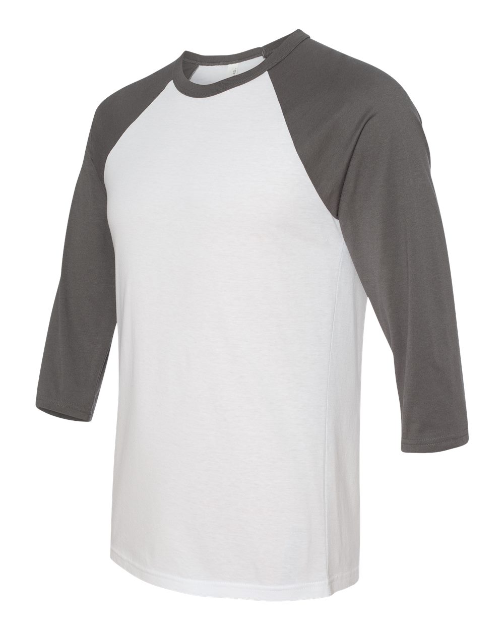 White/ Asphalt Three-Quarter Sleeve Baseball Tee - 3200