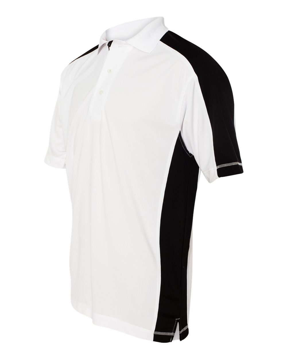 White/ Black Colorblocked Moisture Free Mesh Polo - 0465