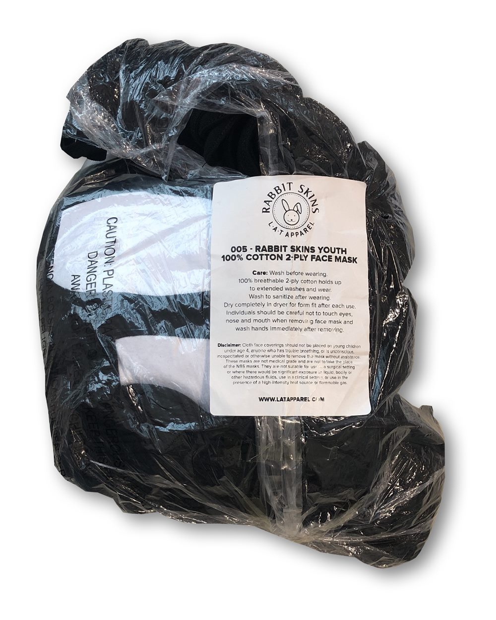 White/ Black Kids 100% Cotton 2-Ply Face Mask - 005