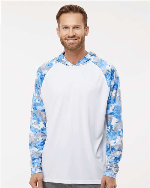 White/ Blue Mist Camo Tortuga Extreme Performance Hooded T-Shirt - 240