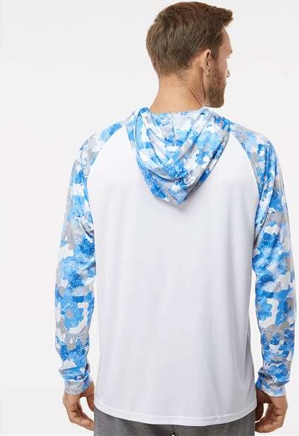 White/ Blue Mist Camo Tortuga Extreme Performance Hooded T-Shirt - 240