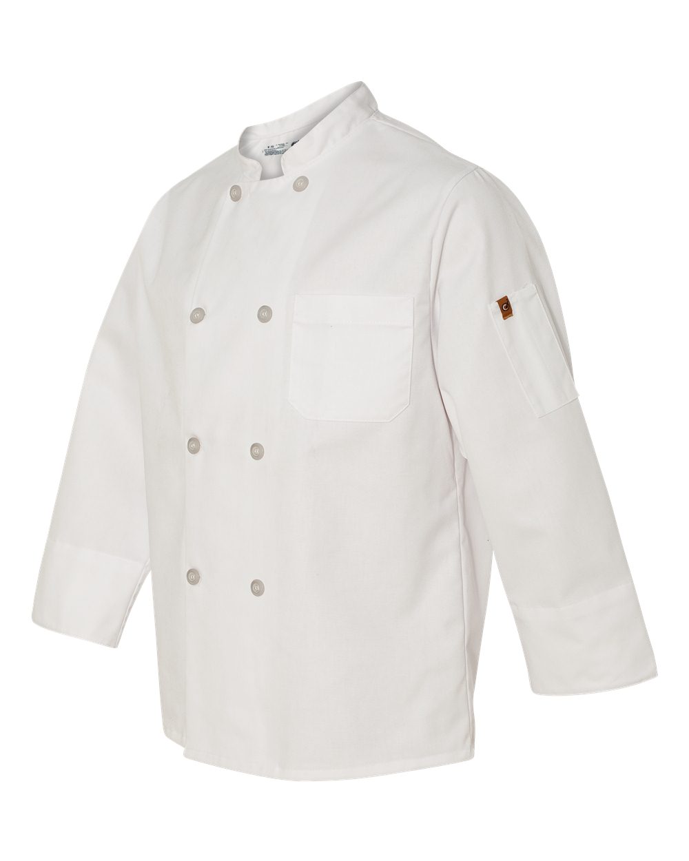 White Button Chef Coat with Thermometer Pocket - 0413