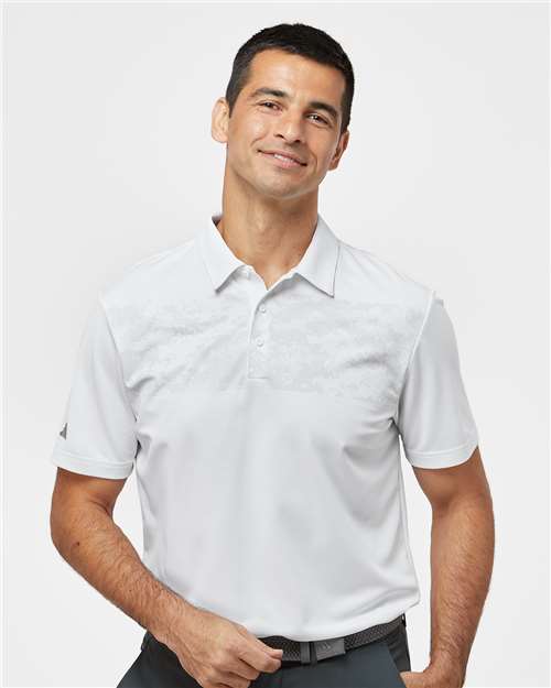 White Camo Chest Print Polo - A585