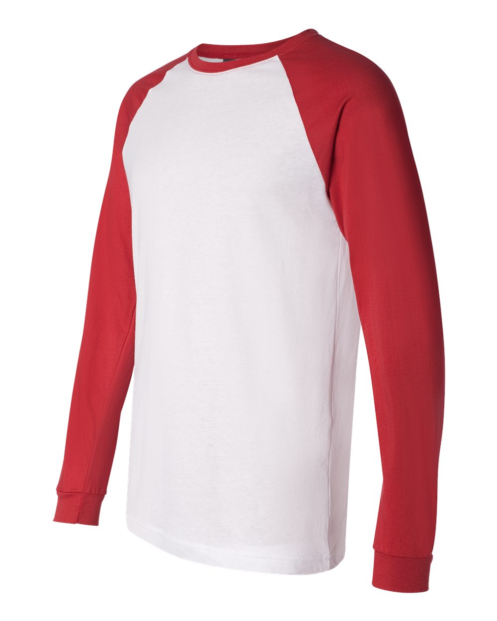 White/ Canvas Red Long Sleeve Jersey Baseball Tee - 3000
