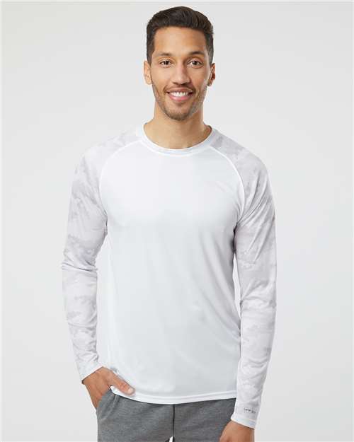White Cayman Performance Camo Colorblocked Long Sleeve T-Shirt - 216