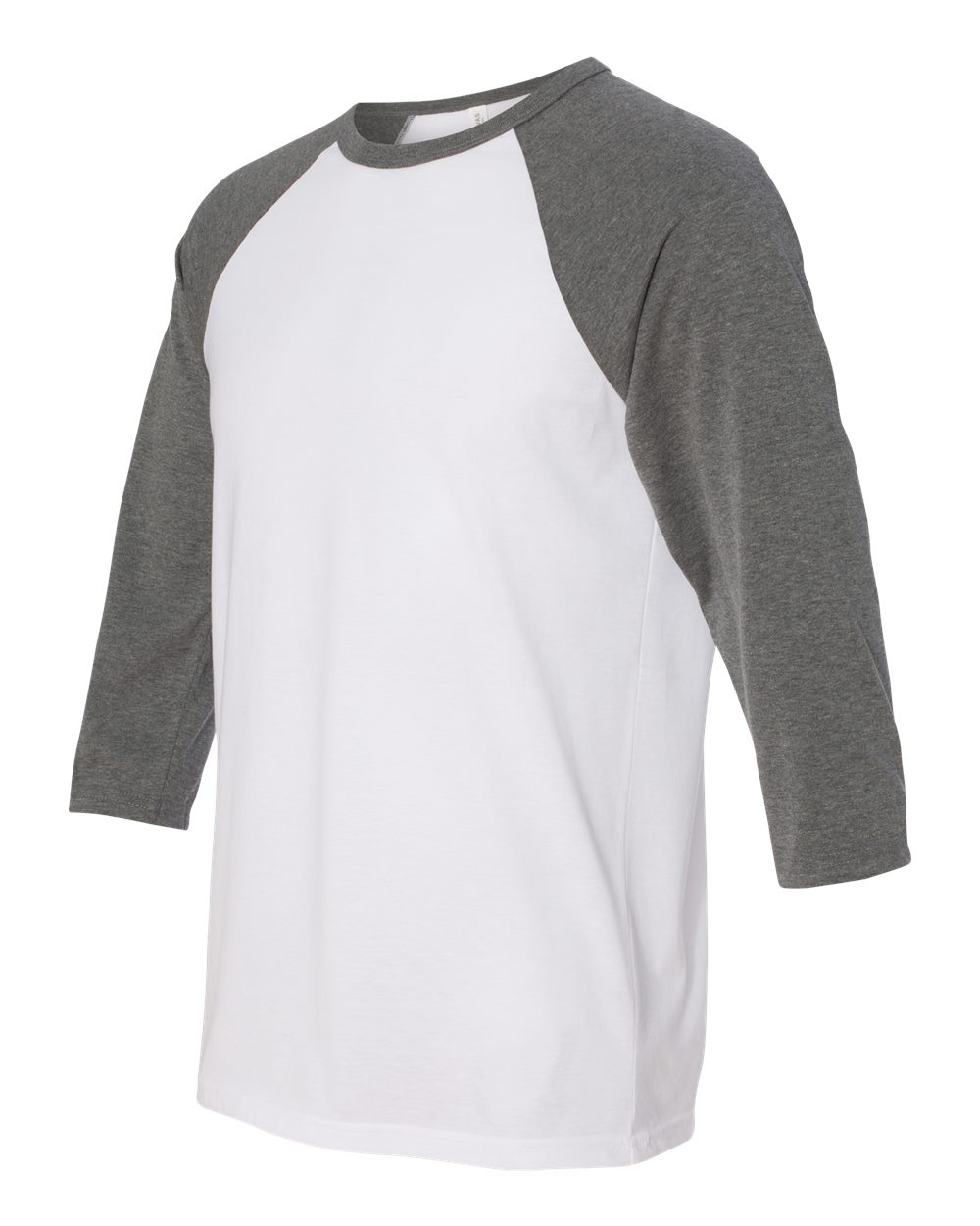 White/ Deep Heather Three-Quarter Sleeve Baseball Tee - 3200