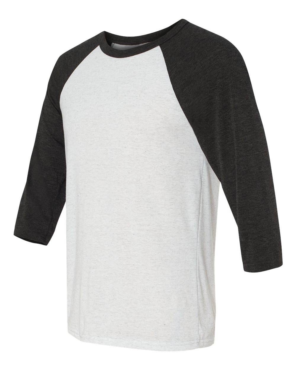 White Fleck/ Charcoal Triblend Three-Quarter Sleeve Baseball Tee - 3200