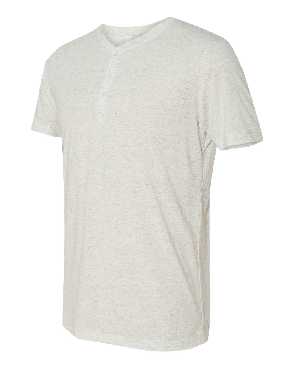 White Fleck Triblend Short Sleeve Henley - 3125