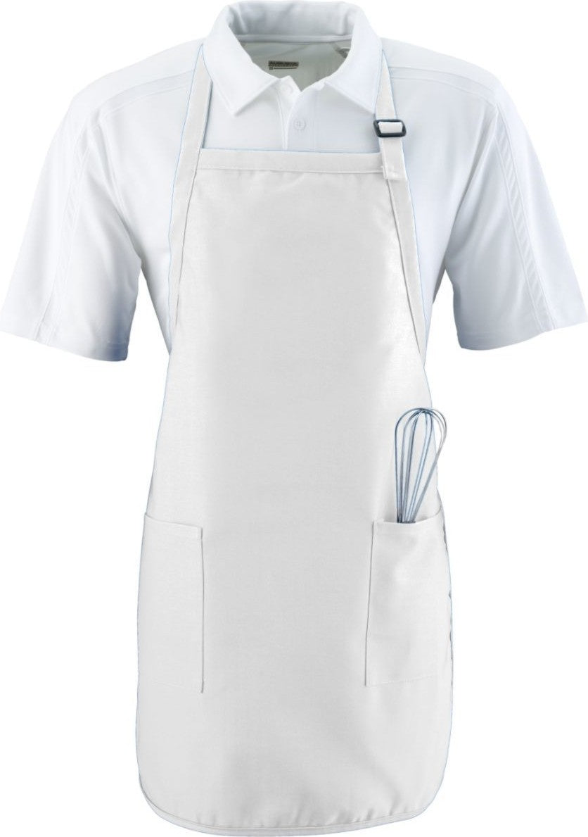 WHITE FULL LENGTH APRON W/ PKTS