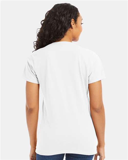 White Garment-Dyed Women&#39;s V-Neck T-Shirt - GDH125