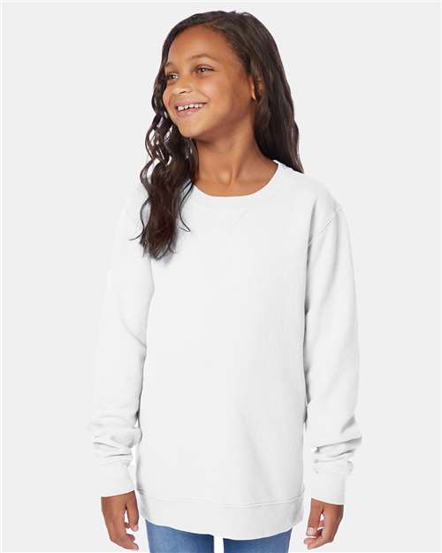 White Garment-Dyed Youth Crewneck Sweatshirt - GDH475