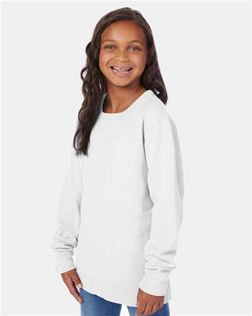 White Garment-Dyed Youth Crewneck Sweatshirt - GDH475