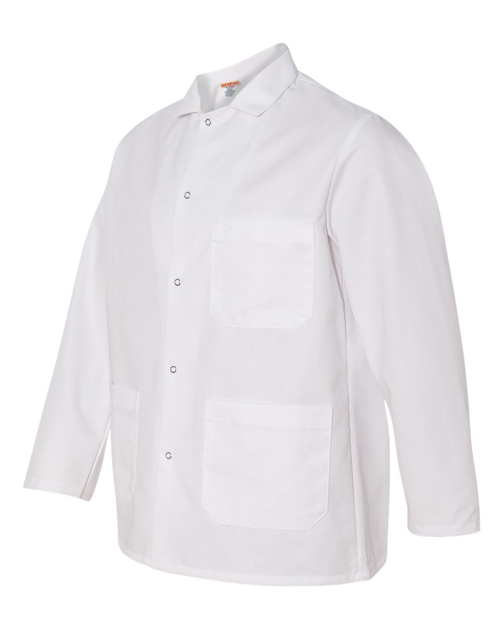 White Gripper Front Short Butcher Coat - 0406