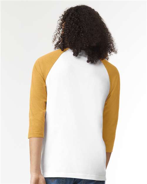 White/ Heather Mustard CVC Three-Quarter Sleeve Tee - 2003CVC