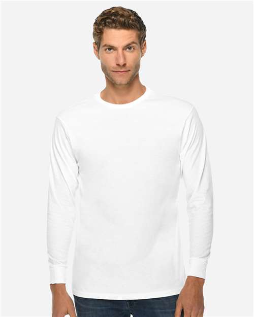 Rear View of White Heavyweight Long Sleeve T-Shirt - LS15009