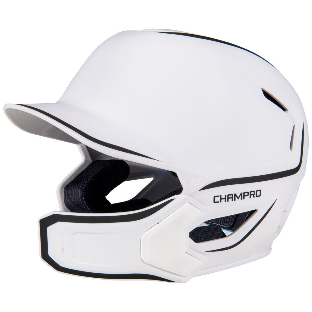 WHITE HXE Matte Batting Helmet w/Jaw Guard