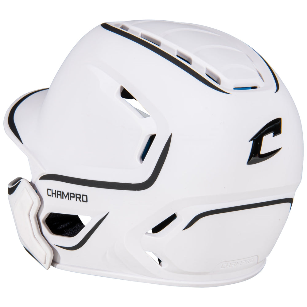 WHITE HXE Matte Batting Helmet w/Jaw Guard