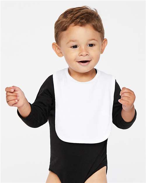 Front View of White Infant Premium Jersey Bib - 1005