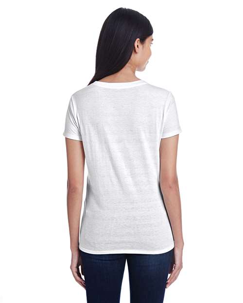 White Invisible Stripe Women's Invisible Stripe V-Neck T-Shirt - 252RV