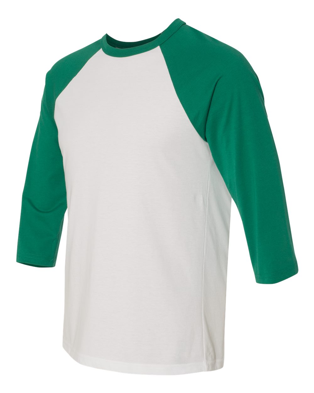 White/ Kelly Three-Quarter Sleeve Baseball Tee - 3200