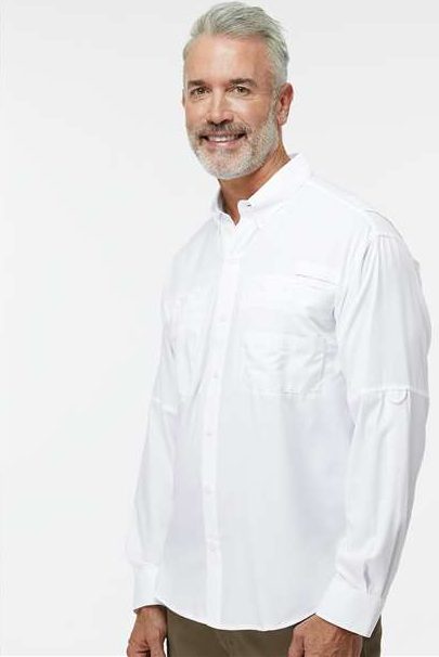 White Kitty Hawk Performance Long Sleeve Fishing Shirt - 702