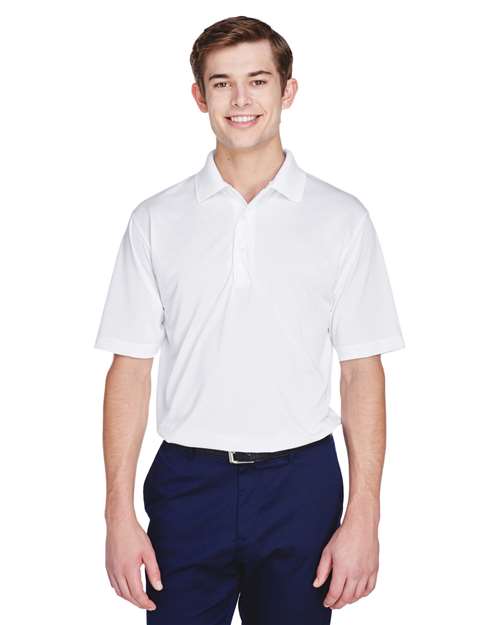 White Men's Cool & Dry 8-Star Elite Performance Interlock Polo - 8610
