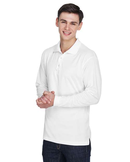 White Men&#39;s Cool &amp; Dry Sport Long Sleeve Polo - 8405LS