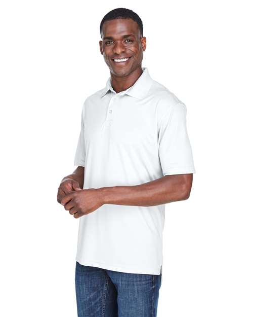 White Men&#39;s Cool &amp; Dry Sport Performance Interlock Polo - 8425